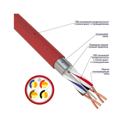 REXANT Кабель для пожарной сигнализации КПСВЭВнг(А)-LS 2x2x0,50 мм? , бухта 200м 01-4865-1