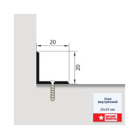 Внутренний угол РУССКИЙ ПРОФИЛЬ 20х20 мм, 0.9 м, золото, 10 шт. 4607130276600