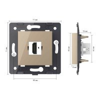 Розетка HDMI LIVOLO 1 пост цвет золотой (механизм) VL-FCHD-2AP