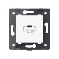 Розетка USB type C LIVOLO с блоком питания 45W, цвет белый (механизм) VL-FCUC-2WP