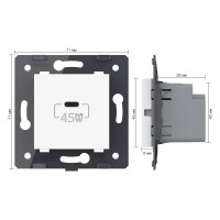 Розетка USB type C LIVOLO с блоком питания 45W, цвет белый (механизм) VL-FCUC-2WP