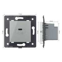 Розетка USB type C LIVOLO с блоком питания 45W, цвет серый (механизм) VL-FCUC-2IP