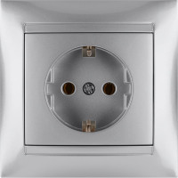 Розетка TDM ELECTRIC 2П+З 16А 250В серебро металлик "Лама" SQ1815-0223