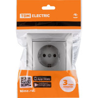 Розетка TDM ELECTRIC 2П+З 16А 250В серебро металлик "Лама" SQ1815-0223