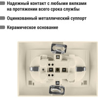 Двойная розетка TDM ELECTRIC 2П+З с защитными шторками и прозрачной крышкой 16А 250В IP44 слоновая кость Таймыр SQ1814-0177