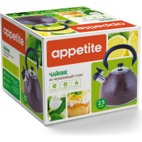 Чайник appetite нержавеющая сталь 2.5 л со свистком коричневый LKD-049BR
