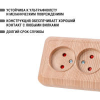Двойная угловая розетка TDM ELECTRIC 2П открытой установки с защитными шторками IP20 250В 10А сосна "Ладога" SQ1801-0442