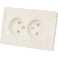 Розетка двойная слоновая кость с защитными шторками, 10А 250В серия "Ильмень" TDM ELECTRIC SQ1823-0115