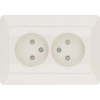 Розетка двойная слоновая кость с защитными шторками, 10А 250В серия "Ильмень" TDM ELECTRIC SQ1823-0115