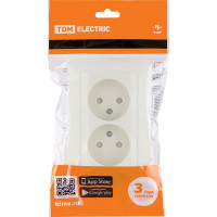 Розетка двойная слоновая кость с защитными шторками, 10А 250В серия "Ильмень" TDM ELECTRIC SQ1823-0115