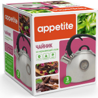 Чайник appetite нержавеющая сталь 2,6л со свистком ручка soft-touch LKD-3131