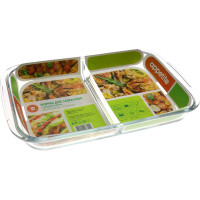 Стеклянная прямоугольная форма appetite 39x23x5 см 2.8 л с разделителем PLS4