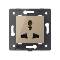 Электрическая универсальная розетка LIVOLO с заземлением защитными шторками 16A, цвет золотой VL-FCT22 16A-2AP