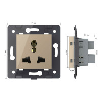 Электрическая универсальная розетка LIVOLO с заземлением защитными шторками 16A, цвет золотой VL-FCT22 16A-2AP