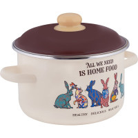Цилиндрическая эмалированная кастрюля appetite Зайцы 5.5 л 6RD221M Зайцы