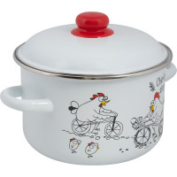 Цилиндрическая эмалированная кастрюля Food Atelier Chickens’stories 4 л 1RD201M Chickens