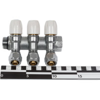 Коллектор DOUBLE-LIN латунь, с регулируемыми клапанами и евроконусом С 3/4", 3 выхода 1/2 LL9036 (3/4"-1/2"х3) CW