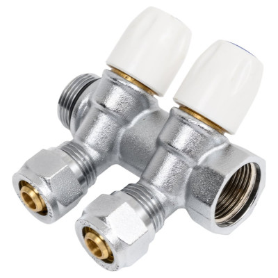 Коллектор DOUBLE-LIN латунь, с регулируемыми клапанами и евроконусом С 3/4", 2 выхода 1/2" LL9036 (3/4"-1/2"х2) CW