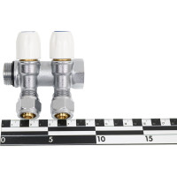 Коллектор DOUBLE-LIN латунь, с регулируемыми клапанами и евроконусом С 3/4", 2 выхода 1/2" LL9036 (3/4"-1/2"х2) CW