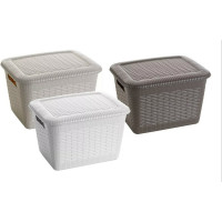 Хозяйственная корзина GENSINI Rattan, 23x18x14,5 см, 3,5 л, с крышкой, пластик, цвет ассорти 3350