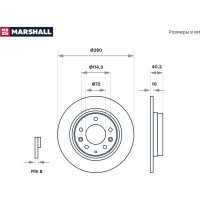 Тормозной диск задний Mazda 6 I GG, II GH 02- / 626 V 97- MARSHALL M2000435