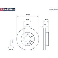 Тормозной диск передний MB Sprinter II 906 06-, VW Crafter I 06- MARSHALL M2000450