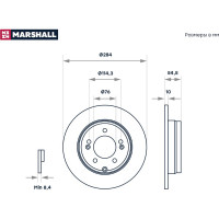Тормозной диск задний Hyundai Grandeur IV, V 05- / Sonata V, VI 05- / ix35 14-, Kia Optima MARSHALL M2000608