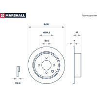 Тормозной диск задний Nissan Cube III 09- / Tiida I 07- MARSHALL M2000438