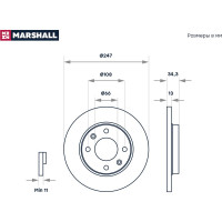 Тормозной диск передний Citroen Xsara 97-, Peugeot 206 02- / 306 94- MARSHALL M2000522