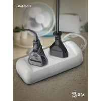 Удлинитель электрический ЭРА UX(6)-2-3m без заземления 2 розетки 3м ПВС 2x0,75мм2 6А белый Б0038565
