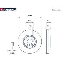 Тормозной диск передний BMW X5 E70, F15, F85 06- / X6 E71, E72, F16, F86 07- MARSHALL M2000609