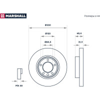 Тормозной диск передний правый Porsche Cayenne I 957 06-, VW Touareg I, II 02- MARSHALL M2000599