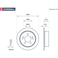 Тормозной диск задний SsangYong Actyon I 06- / Kyron 05- / Rexton 02- MARSHALL M2000549