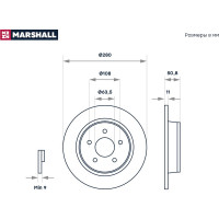Тормозной диск задний Ford C-Max II 10- / Kuga II, III 13- / Tourneo Connect II 13- MARSHALL M2000546