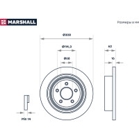 Тормозной диск задний Infiniti FX I, II 03- / M IV 10- / Q50 13- / Q70 13-, Nissan Murano I, MARSHALL M2000556