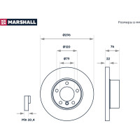 Тормозной диск передний BMW 5 E39 95- MARSHALL M2000563