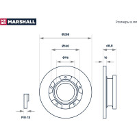 Тормозной диск задний Ford Transit VIII 13- с кольцом ABS / одинарные шины MARSHALL M2000618