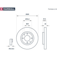 Тормозной диск передний Hyundai Elantra III XD 01- / Sonata IV +ТаГАЗ 01-, Kia Magentis MARSHALL M2000437