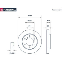 Тормозной диск передний Mitsubishi L200 IV, V 07- / Pajero Sport II 08- MARSHALL M2000501