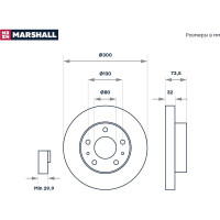 Тормозной диск передний Citroen Jumper II 06-, Fiat Ducato III 06-, Peugeot Boxer II 06- MARSHALL M2000432
