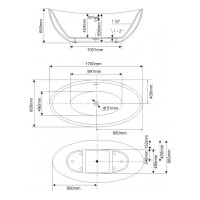 Отдельно стоящая ванна Swedbe Vita 1700 мм акриловая 8805, EAN 7350078201988
