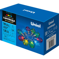 Светодиодная гирлянда на батарейках Uniel Лампочки ULD-S1800-010/STB/3AA MULTI, IP20, BULBS  UL-00008422