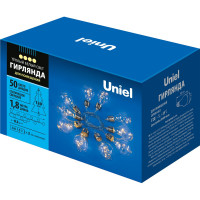 Светодиодная гирлянда на батарейках Uniel Лампочки ретро-1 3AA, 1.8 м, 50 светодиодов UL-00008426