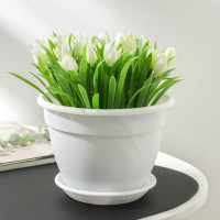 Горшок для цветов с поддоном СИМАЛЕНД Антик 1.6 л, 17 см, 15 см, белый 4047725