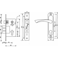Комплект врезного замка с ручками и цилиндром PALIDORE LH 7036-59 PC, хром блестящий 98760052
