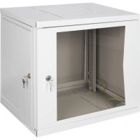 Настенный разборный шкаф 19" КДДС 9U, стеклянная дверь, 600x600, серый УТ000003575