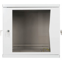 Настенный разборный шкаф 19" КДДС 9U, стеклянная дверь, 600x600, серый УТ000003575