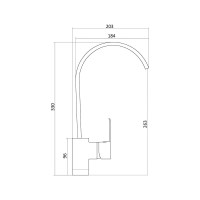 Смеситель для мойки Славен с высоким плоским изливом, одноручный К29 СЛ-ОД-К29