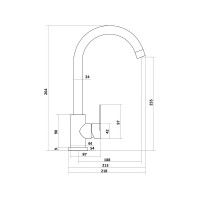 Смеситель для мойки Славен с высоким изливом, одноручный СЛ-ОД-Ж22