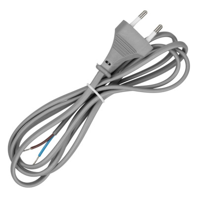 Шнур с плоской вилкой TDM ELECTRIC ШУ02 ШВВП 2x0,75мм2 1,7 м. серебр. металлик SQ1305-0015